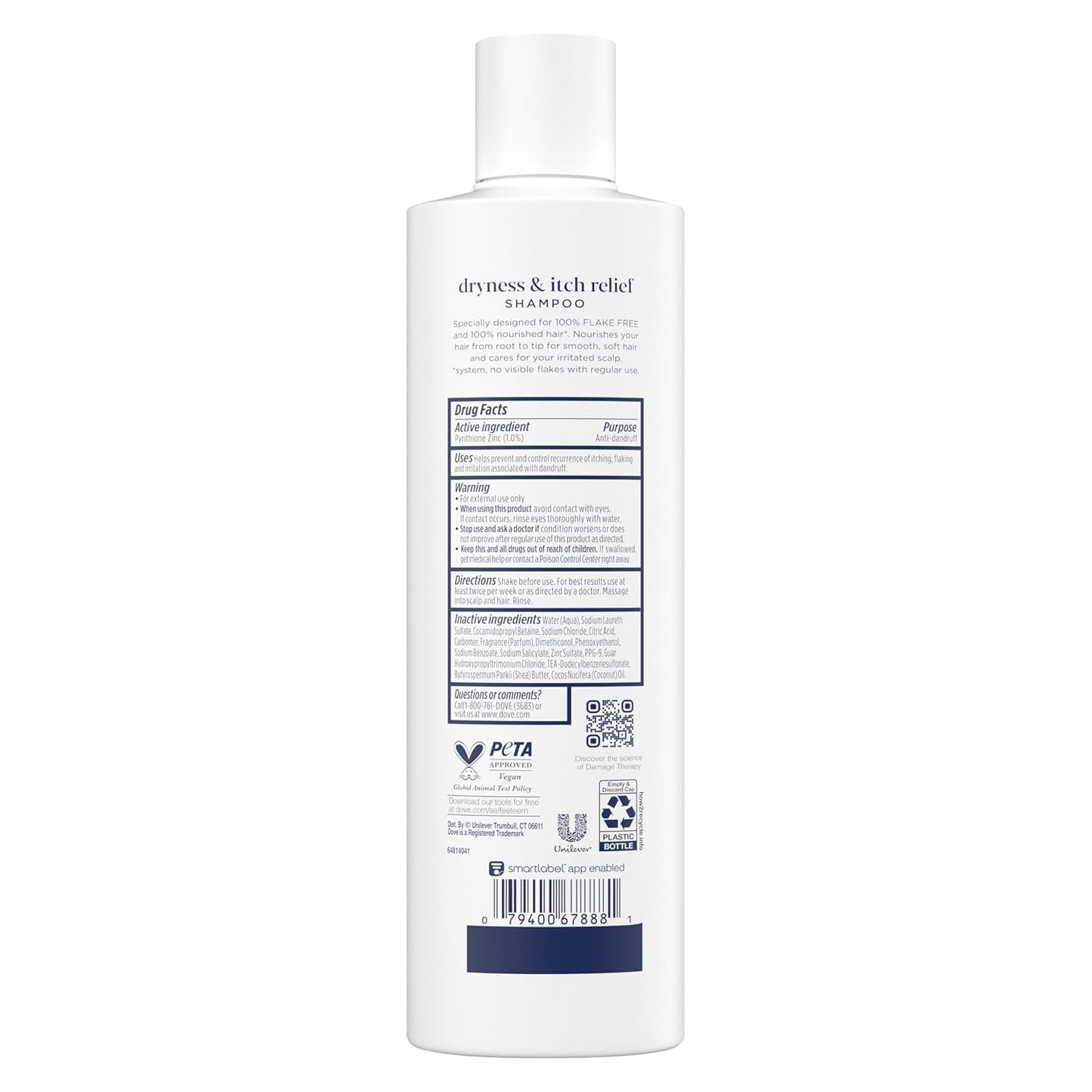 Anti-Dandruff Shampoo for Dryness & Itch Relief - Dove Dermacare Scalp, 3 Bottles (12 FL OZ Each)