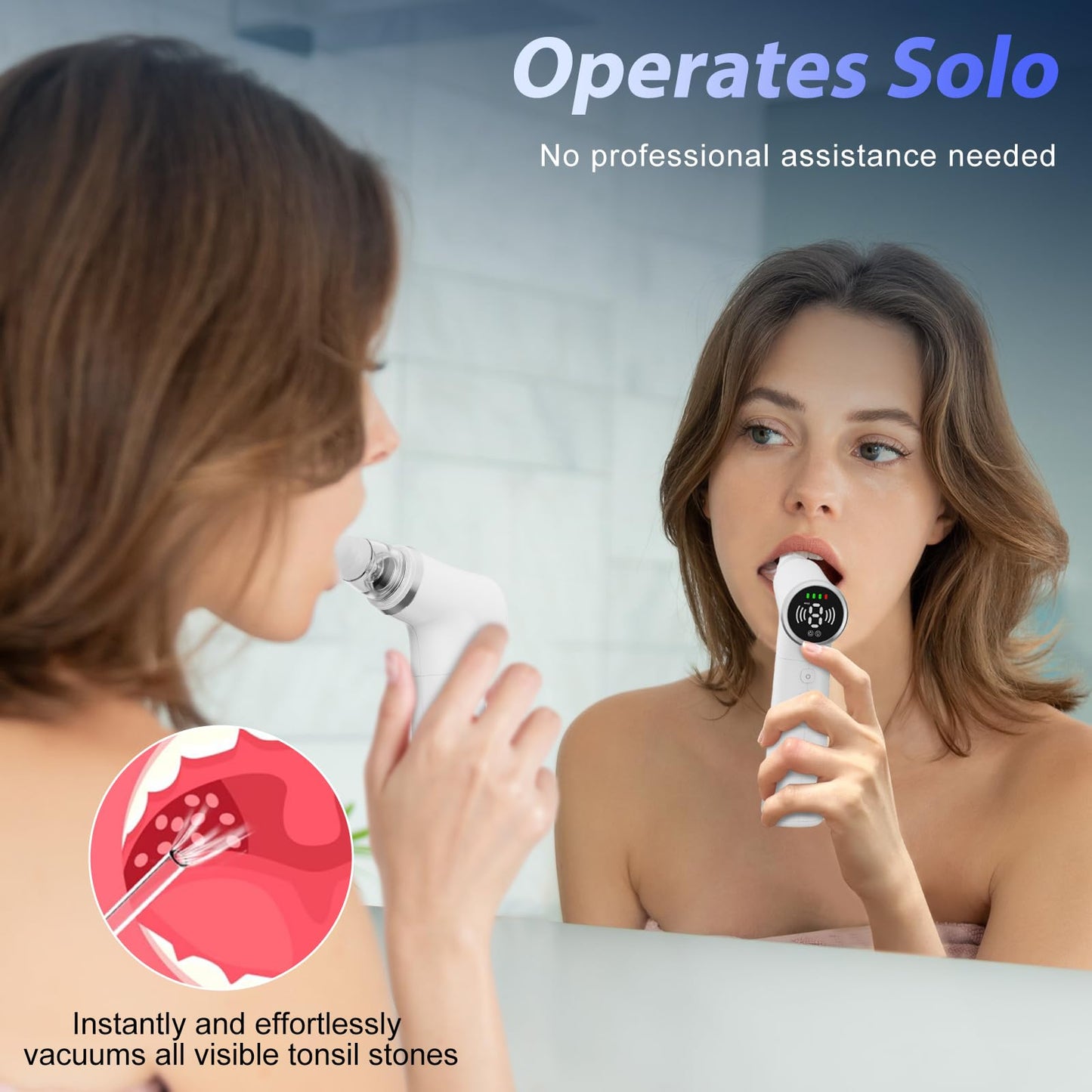 Upgraded Electric Tonsil Stone Remover – High-Precision & Painless Cleaning, Food-Grade Material, 6 Suction Levels | Tonsil Stone Removal Kit with LED Light, Oral Protection & 11 Attachments