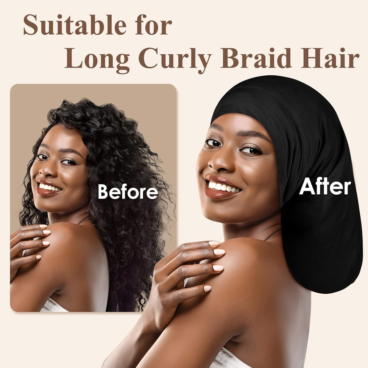 100% Silk Dreadlock Cap & Bonnet for Sleeping - Extra Large Hair Cover for Men & Women