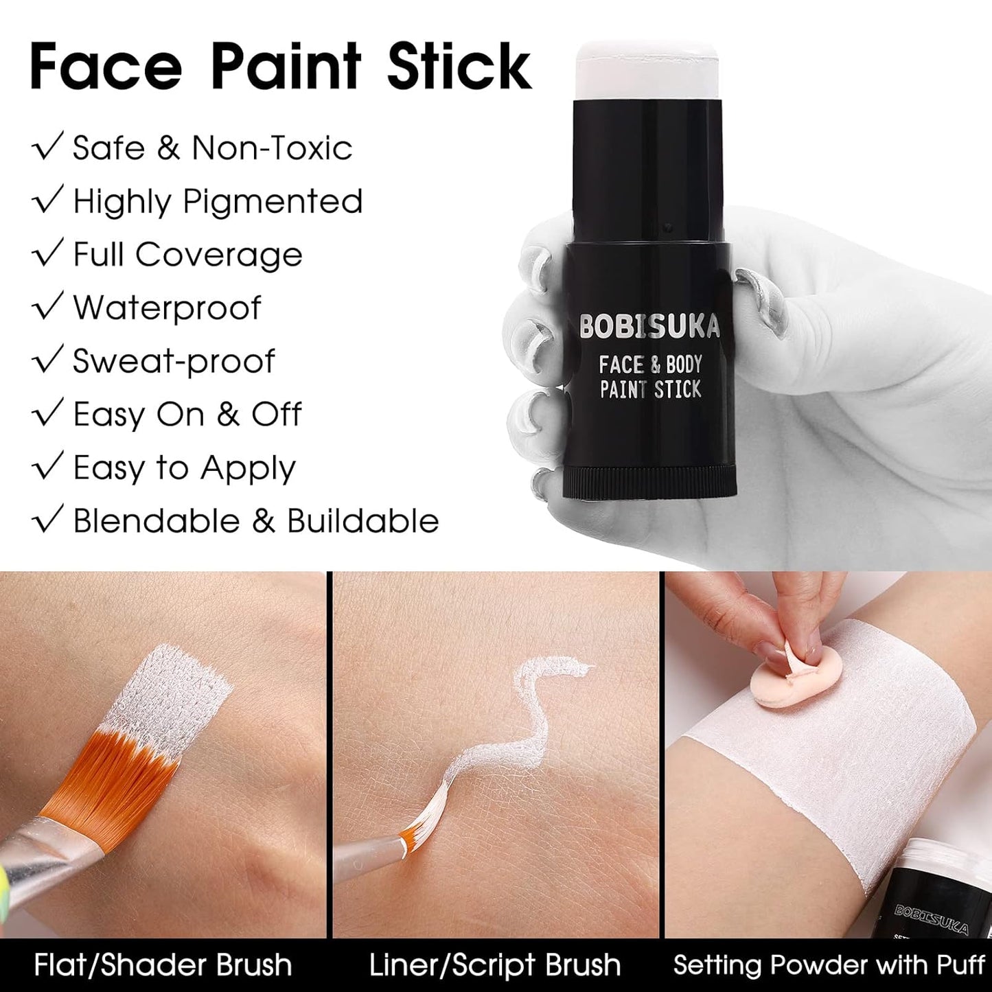 Red White Blue Face Paint Stick Kit - Eye Black for Football, Baseball & Halloween