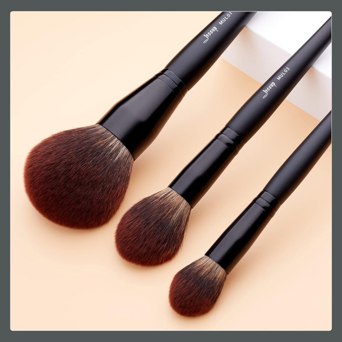 Vegan Makeup Brush Set - 16pcs Premium Synthetic Eye Brushes for Blending, Eyeliner & Concealer