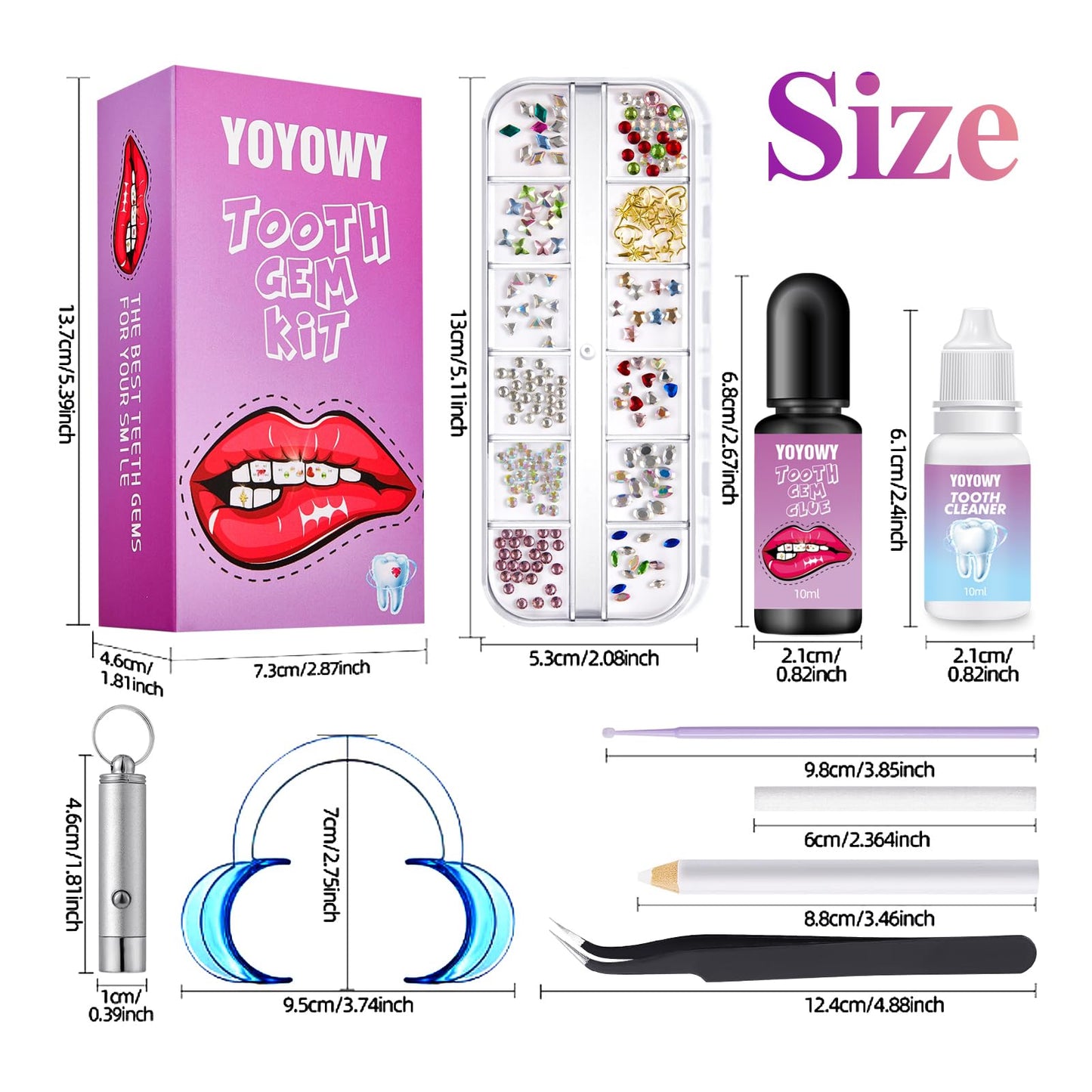 YOYOWY Tooth Gem Kit,Teeth Jewelry Kit with Glue and Light,Tooth Gems Kit for Teeth,Professional DIY Tooth Gem Kit,Fashionable Crystal for Teeth Sweet Smile Gems