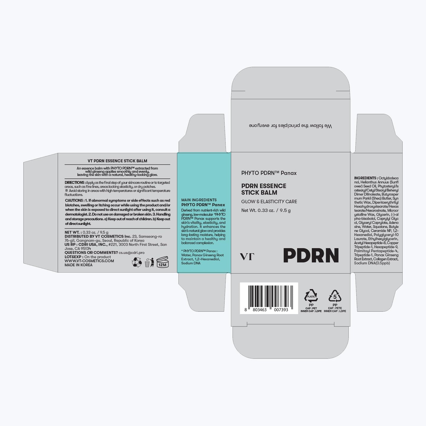 VT COSMETICS PDRN Essence Stick Balm, PDRN Collagen Multi Wrinkle Stick, All-in-One Eye & Neck Treatment, Glow Makeup Base & Face Treatment Balm, Plumping, Fine Lines (0.33 oz.)