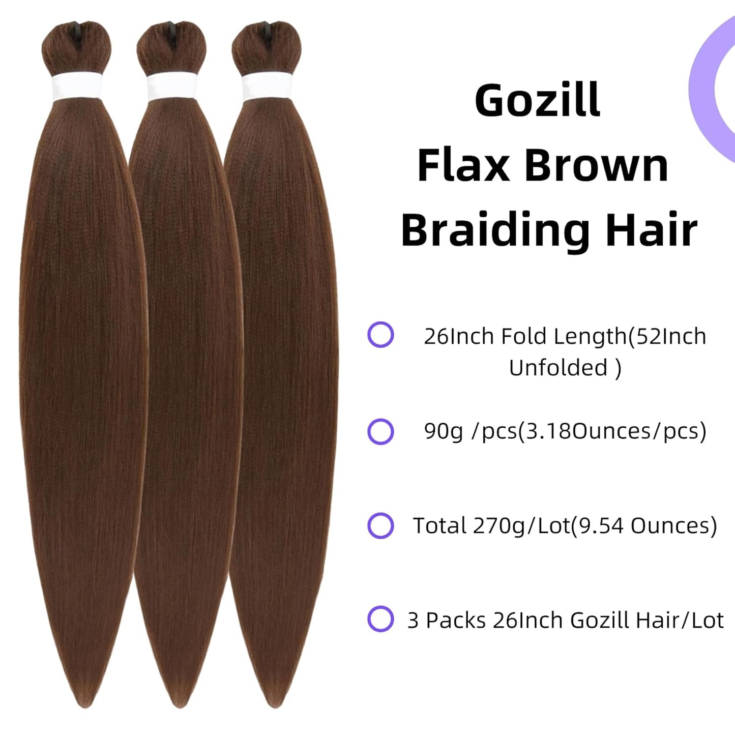 Ash Brown Pre-Stretched Knotless Braiding Hair Extensions - 6 Packs Synthetic Box Braids