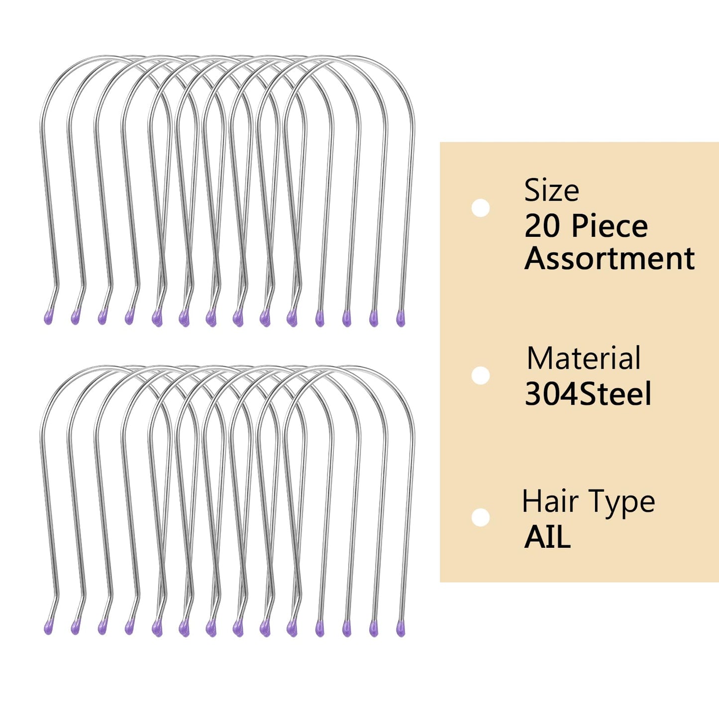 Oruola 20pcs Hot Roller Clips for Electric Rollers, 1.5In Hot Roller Pins Kit for Long Hair, Portable Electric Rollers Clips Travel Hot Roller Securing Clip, Purple