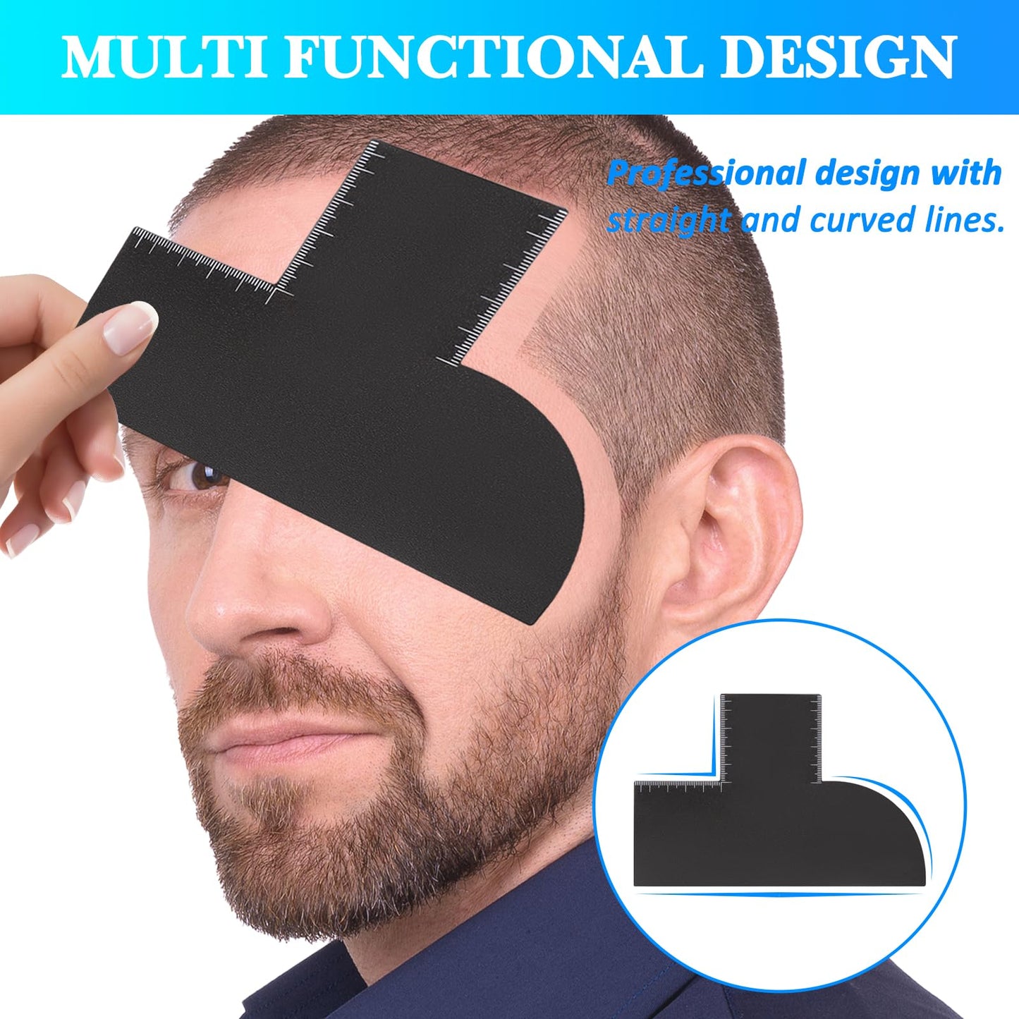 loghohu Enhancement Card for Barbers Hairline Shaping Tool Reusable Enhancement Card Precision Styling Easy to Clean for Men Grooming Home Professional Use (Black)