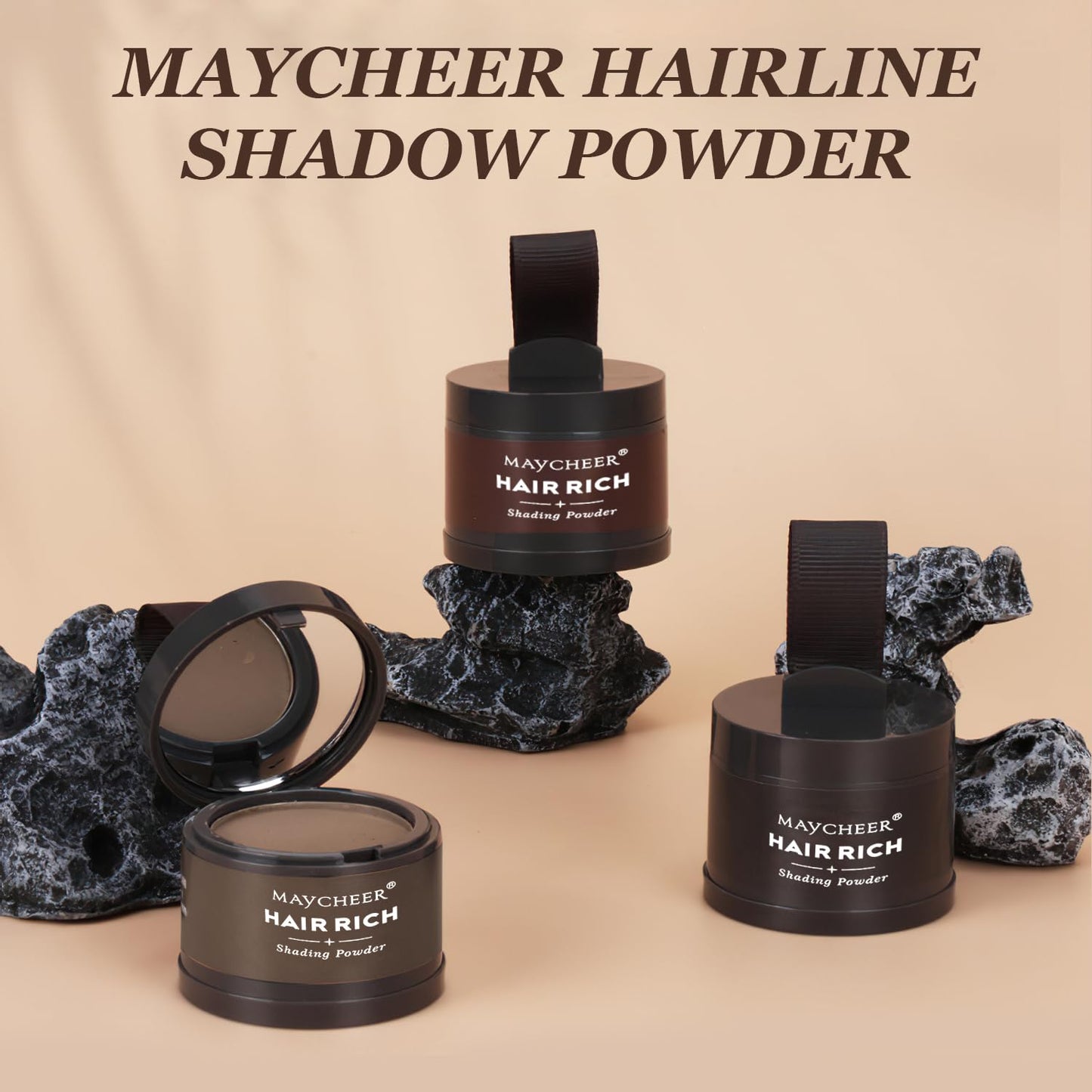 Nicgou Maycheer Hairline Shadow Powder, Maycheer Hair Shadow Root Cover Up, Maycheer Hair Shadow, Hair Line Concealer Root Cover Up, Unisex Root Touch Up Hair Powder (Dark Brown, 01)