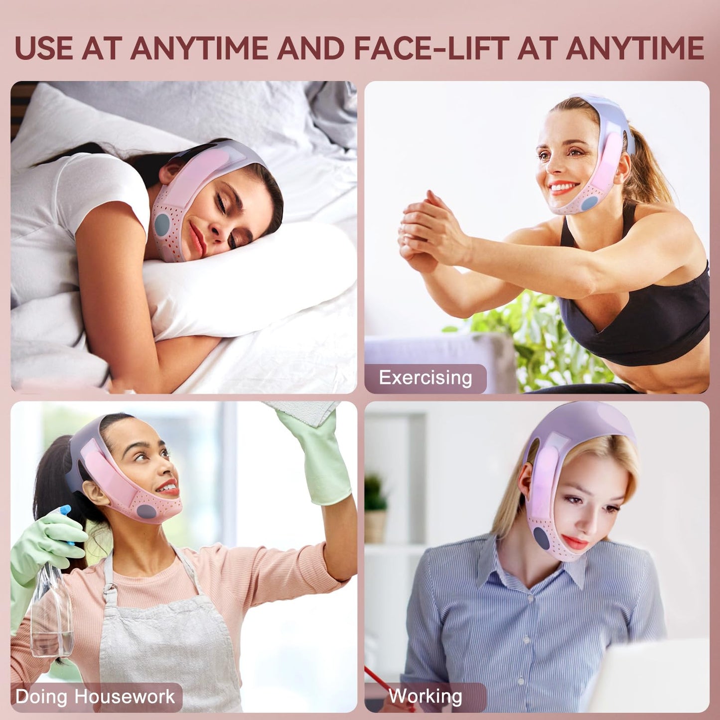 V-Line Mask Chin Up Mask V Shaped Face Mask Chin strap, Soft Silicone Chin Strap V Line Lifting Mask for Women,Jaw Exerciser