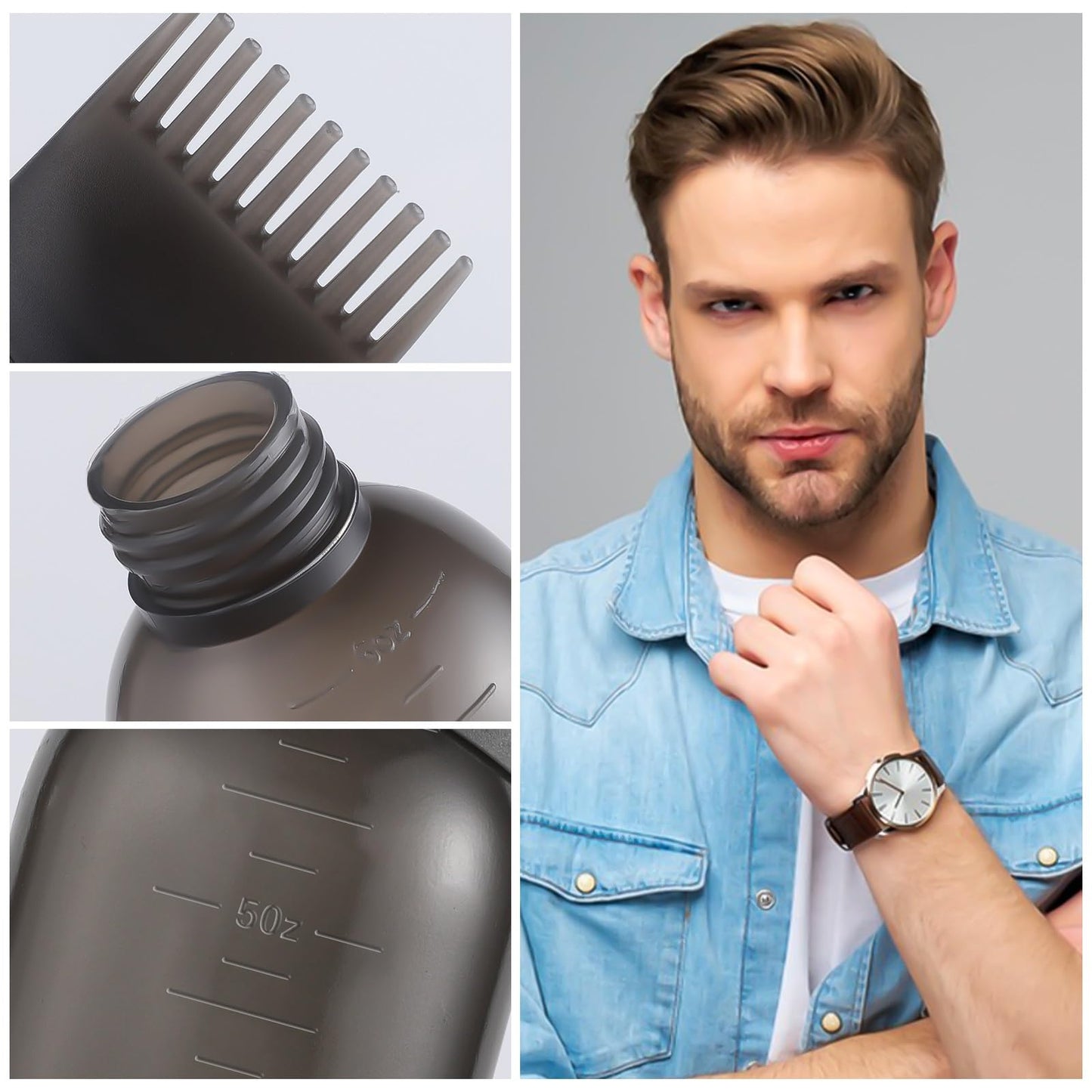 Pimoys Root Comb Applicator Bottle and Continuous Hair Spray Bottle, Hair Oil Applicator Hair Water Mister Oiling Applicator for Dye Hairstyling
