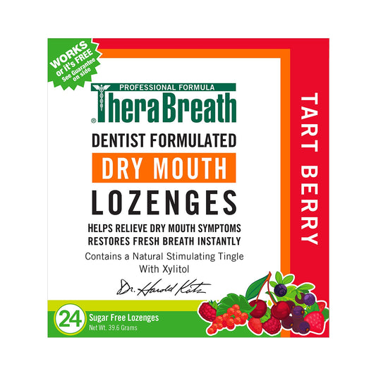 TheraBreath Dry Mouth Lozenges with ZINC, Tart Berry Flavor, 24 Lozenges