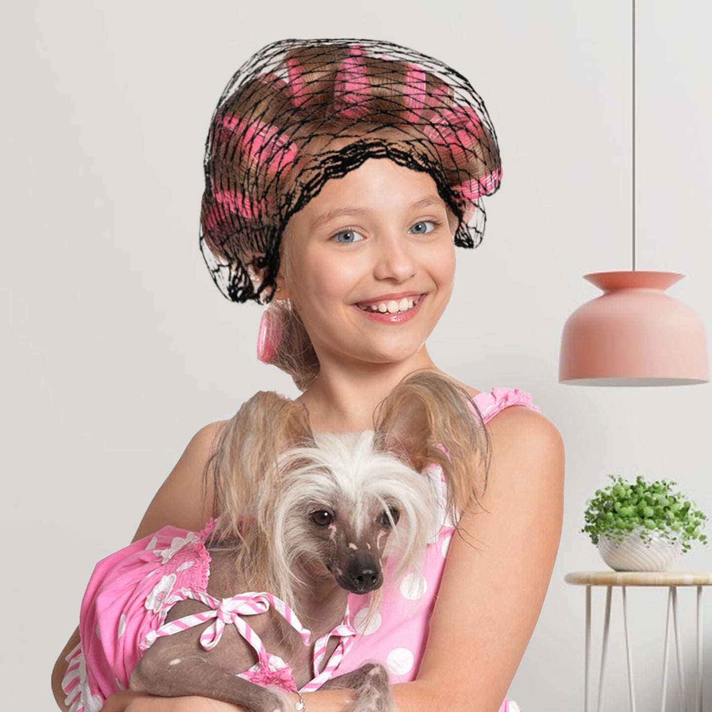 OWMOSYX 7 Piece Triangle Hair Net for Rollers Women Mesh Hair Net Setting for Salon Home Sleep Styling Curl Setting Fixed Hairstyle Protection while Drying or Sleeping