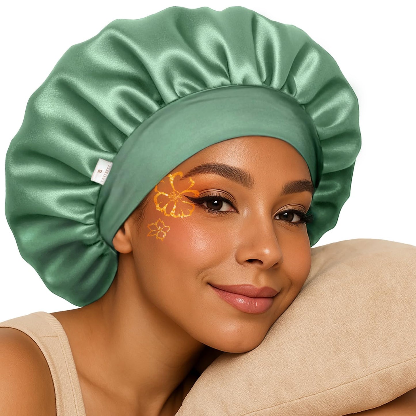 YANIBEST Silk Bonnet for Sleeping Women, Double Layer Hair Satin Bonnets with Elastic Band, Sleep Cap Curly Natural Hair