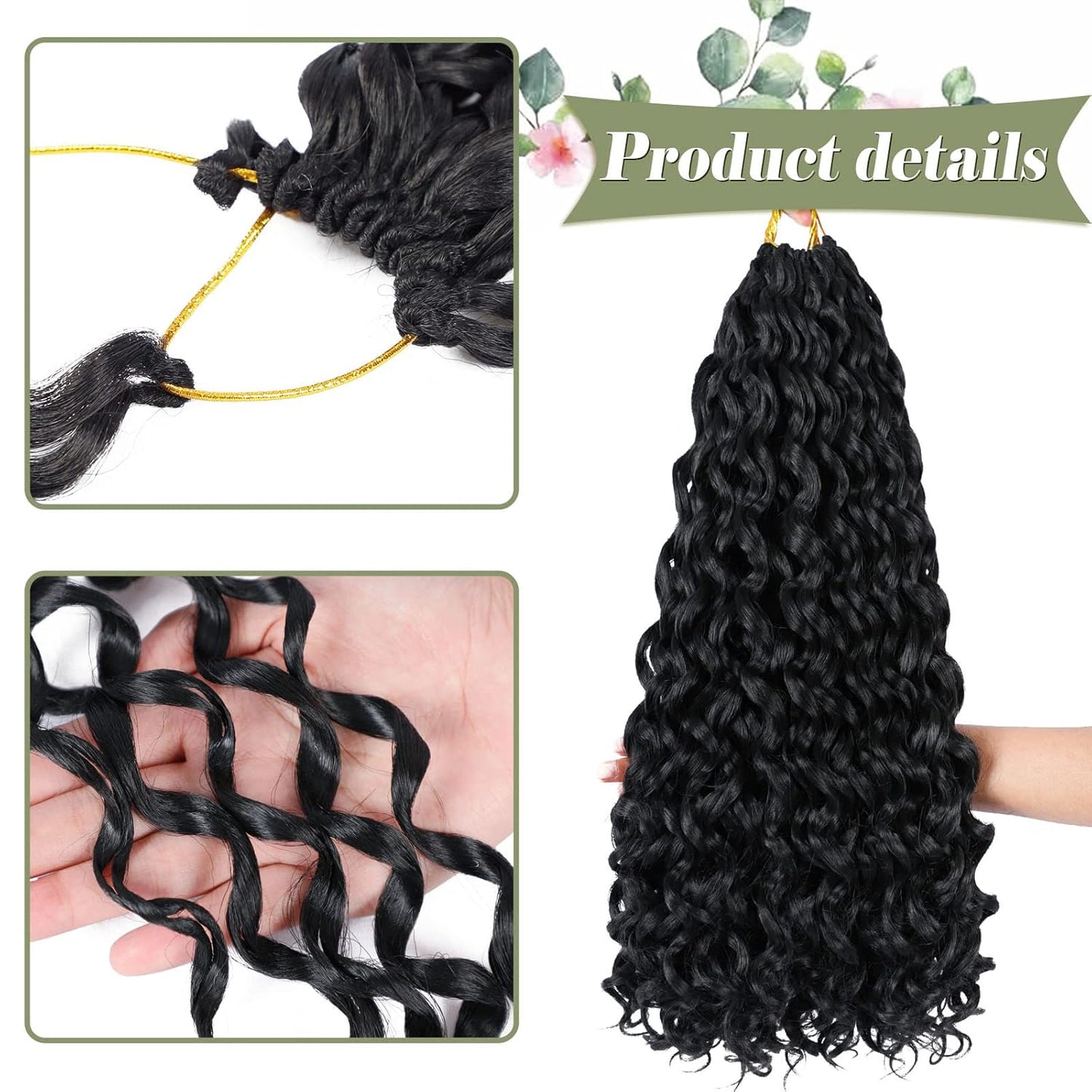 GoGo Curl Crochet Hair 10 Inch - 8 Packs Ombre Brown Water Wave Extensions for Black Women