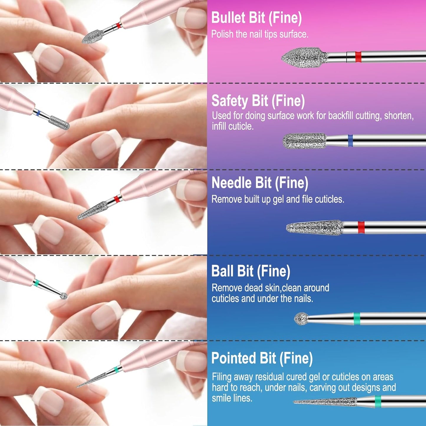 25Pcs Nail Drill Bits Set - Ceramic & Tungsten Carbide for Acrylic Gel Manicure & Pedicure