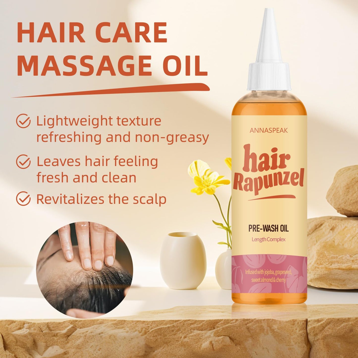 ANNASPEAK Rapunzel Hair syrup, Pink Grapefruit, Jojoba, Sweet Almond, Cherry, for All Hair Types (100ml)