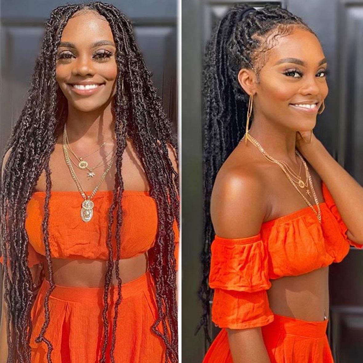 Faux Locs Crochet Hair - 18 Inch Pre-Looped 7 Packs Soft Natural Black Goddess Locs for Women