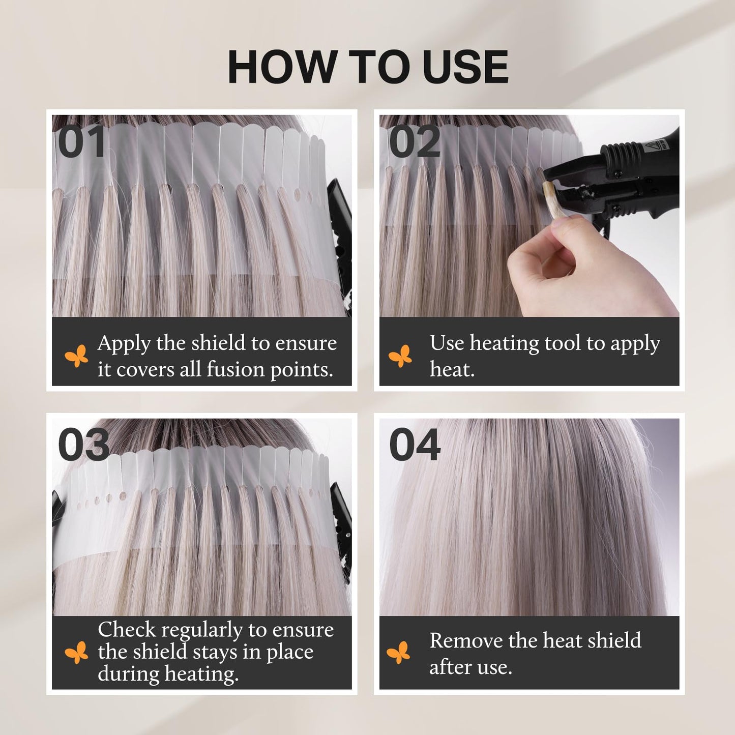 DOORES 10 Pcs Heat Shield Guards for Hair Extensions, Multi Hole Spacers Templates for Hair Extension Bonding, Fusion Keratin Glue Heat Protector Shield Clear PVC