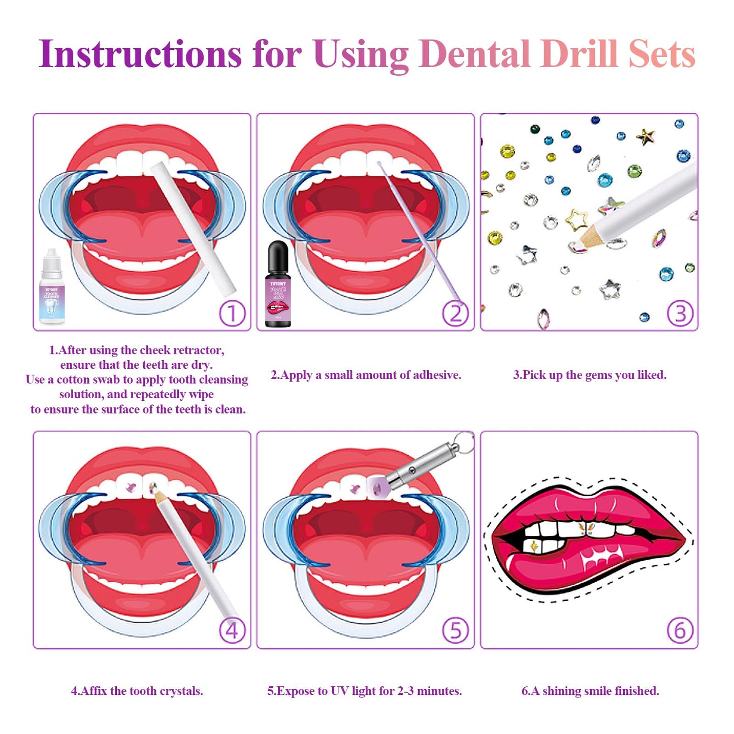 YOYOWY Tooth Gem Kit,Teeth Jewelry Kit with Glue and Light,Tooth Gems Kit for Teeth,Professional DIY Tooth Gem Kit,Fashionable Crystal for Teeth Sweet Smile Gems