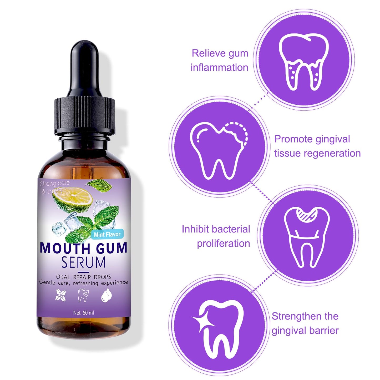 ZANGLEX Gum Restore Drops - 60ML Gum Repair for Receding Gums Treatment, Gum Regrowth Treatment Drops for Dry Mouth, Stain Removal & Bad Breath Treatment for Adults, Instant Fresh Breath