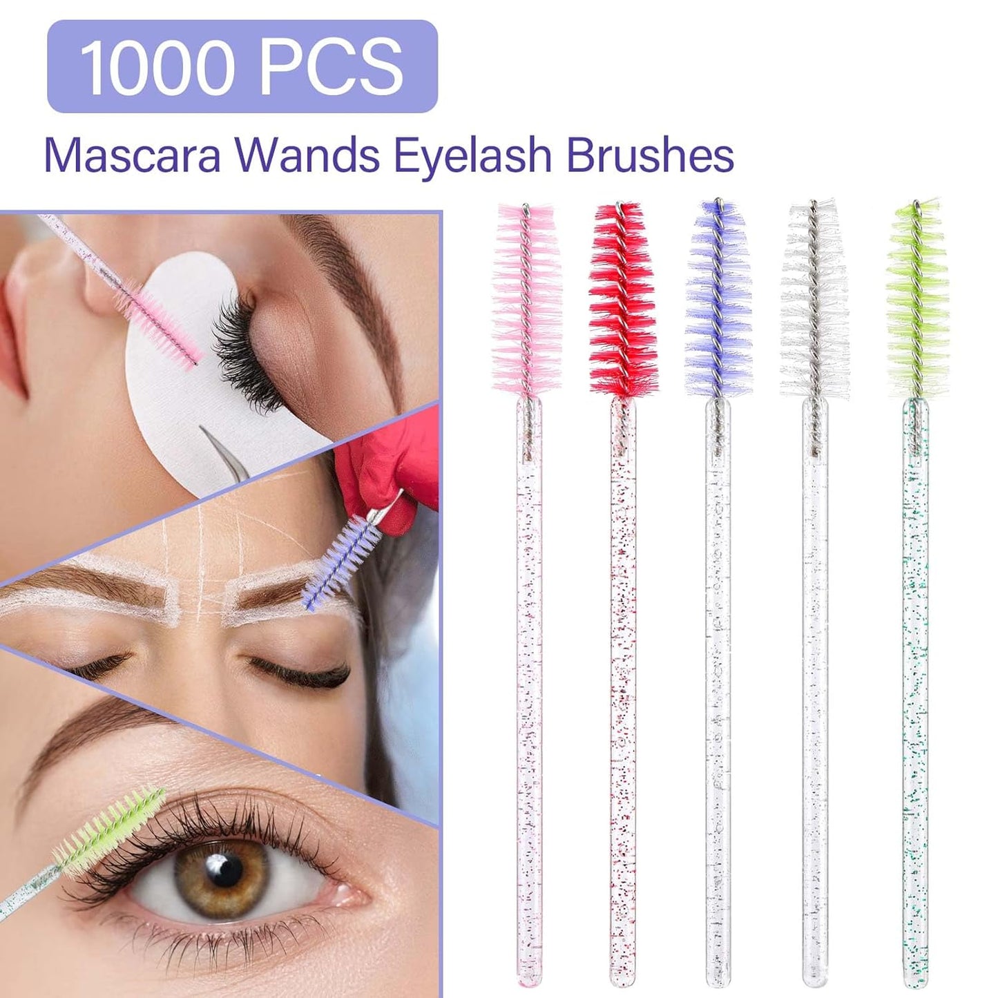 Disposable Mascara Wands - 1000 Colorful Eyelash Brushes & Spoolies for Extensions