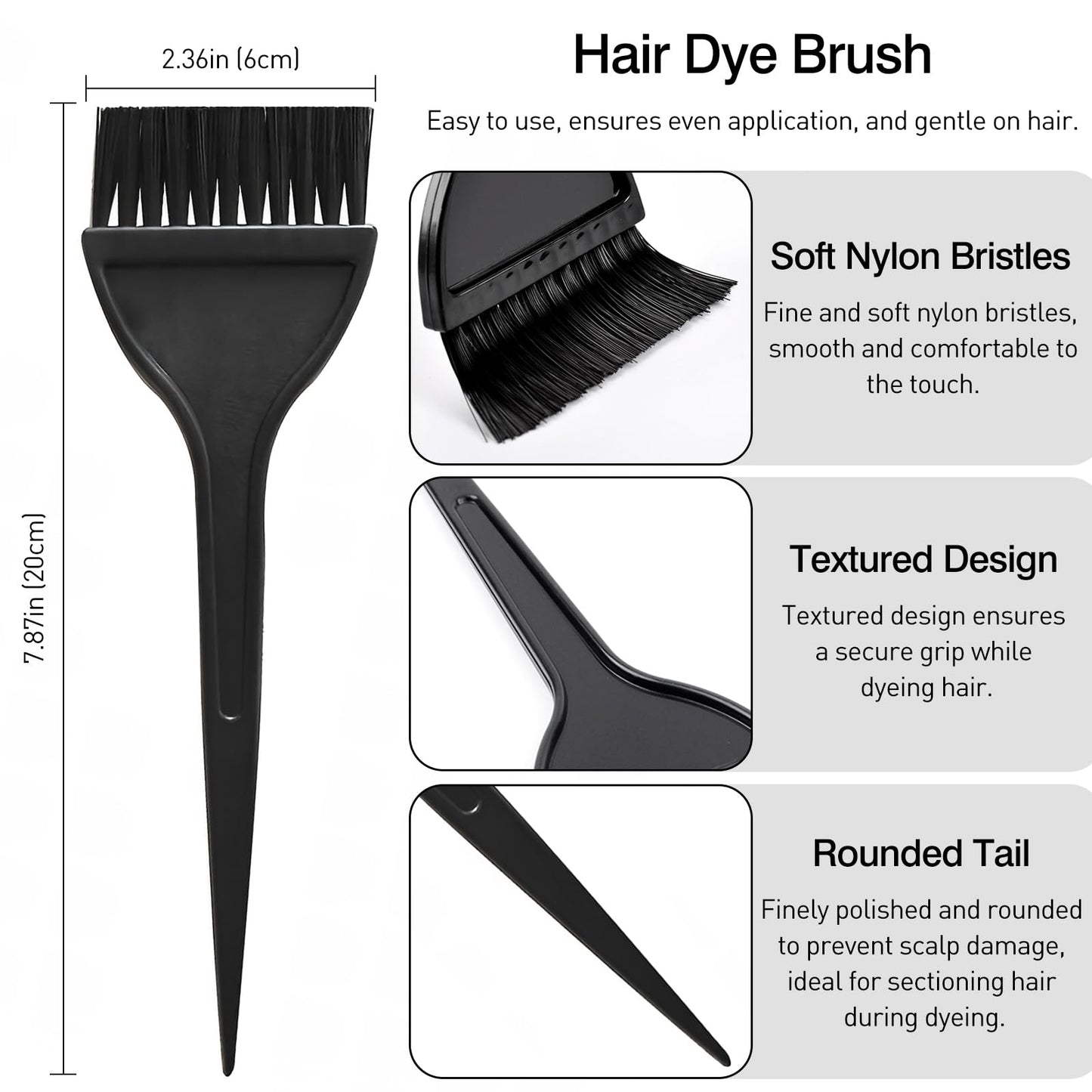 Jaasuee 4-Piece Balayage Highlighting Kit - Black Nylon Combs & Brush for Salon & Home Use