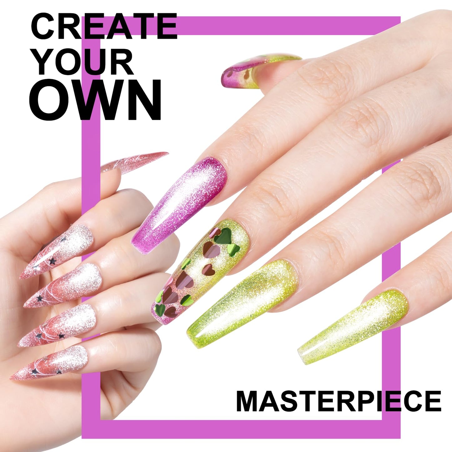 NXJ INFILILA Cat Eye Gel Nail Polish, 0.5 oz Magnetic Gel Nail Polish, Purple Glitter Holographic, Soak Off Salon Gel for Home Use (G06)