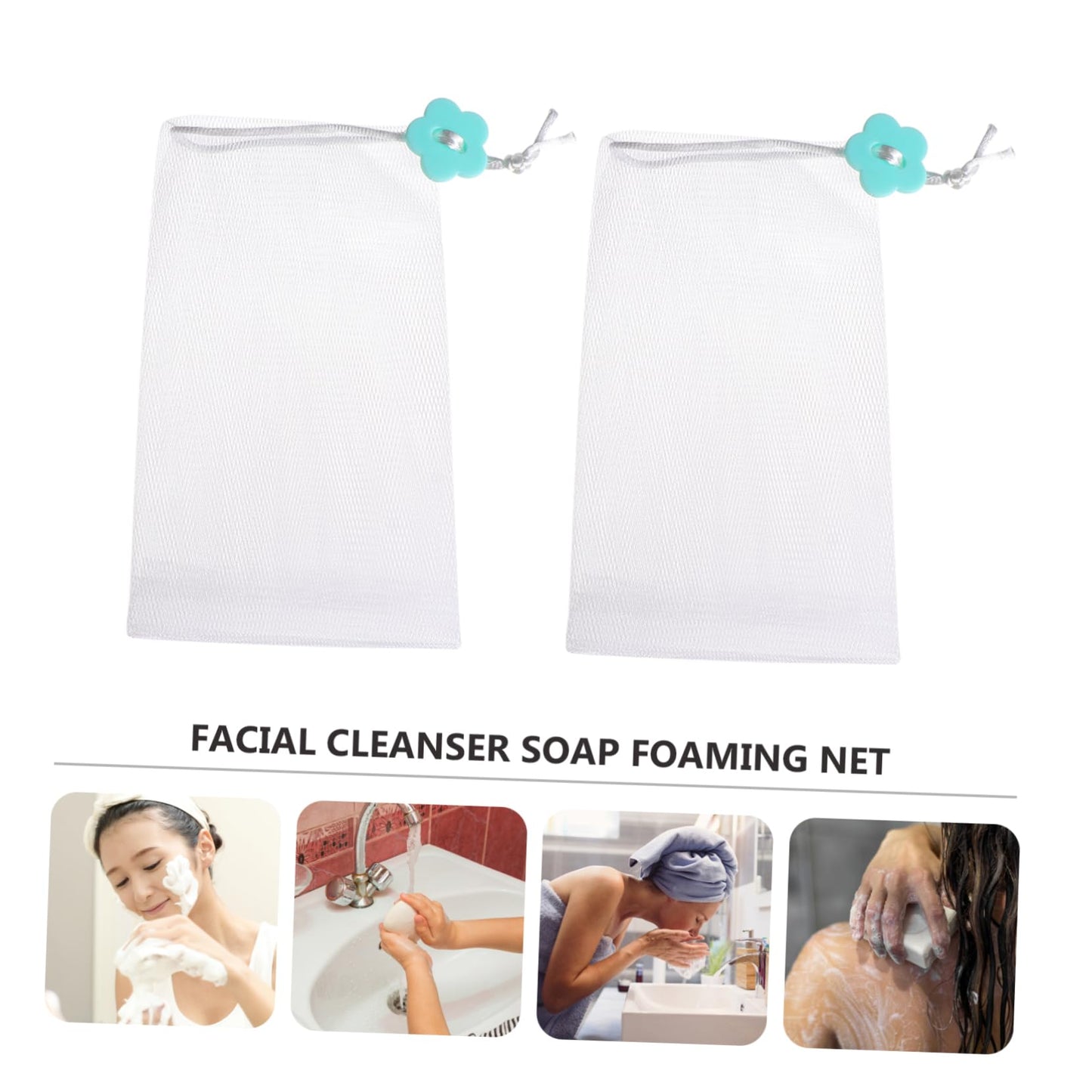 FOMIYES 10pcs Soap Foaming Net Exfoliating Pouch for Bar Soap Drawstring Mesh Bag for Face Body Cleansing Random Style