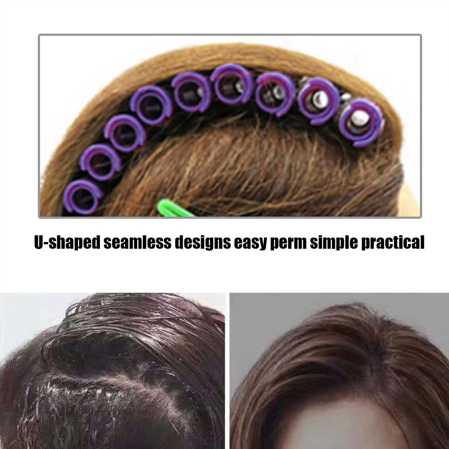 Versatile Perm Rods for Fluffy Curls - 20pcs Pink Hair Rollers with Easy Clamp/Holder Design for SalonQuality Hair Styling (Purple)