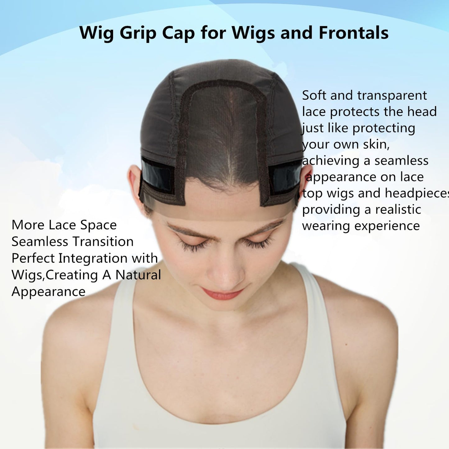 Xiushumyi Wig Cap Lace Wig Grip Cap for Keeping Wigs in Place Wig Cap with Grip Band Make Your Wigs Glue Free Non-Slip Wig Caps for Women (Brown, M)