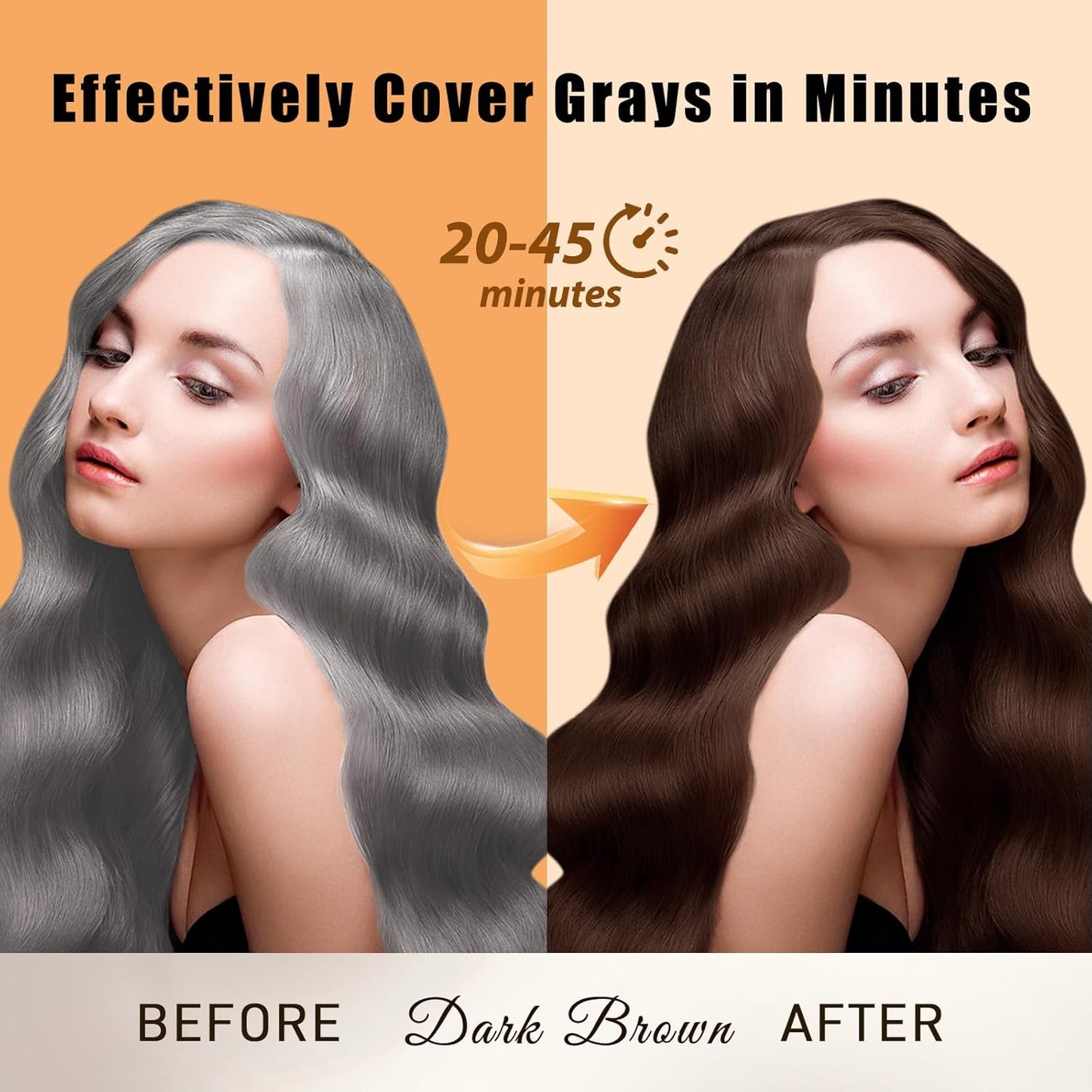 Natural Dark Coffee Hair Dye Shampoo 3-in-1 for Long-Lasting Gray Coverage - 16.9 Fl Oz