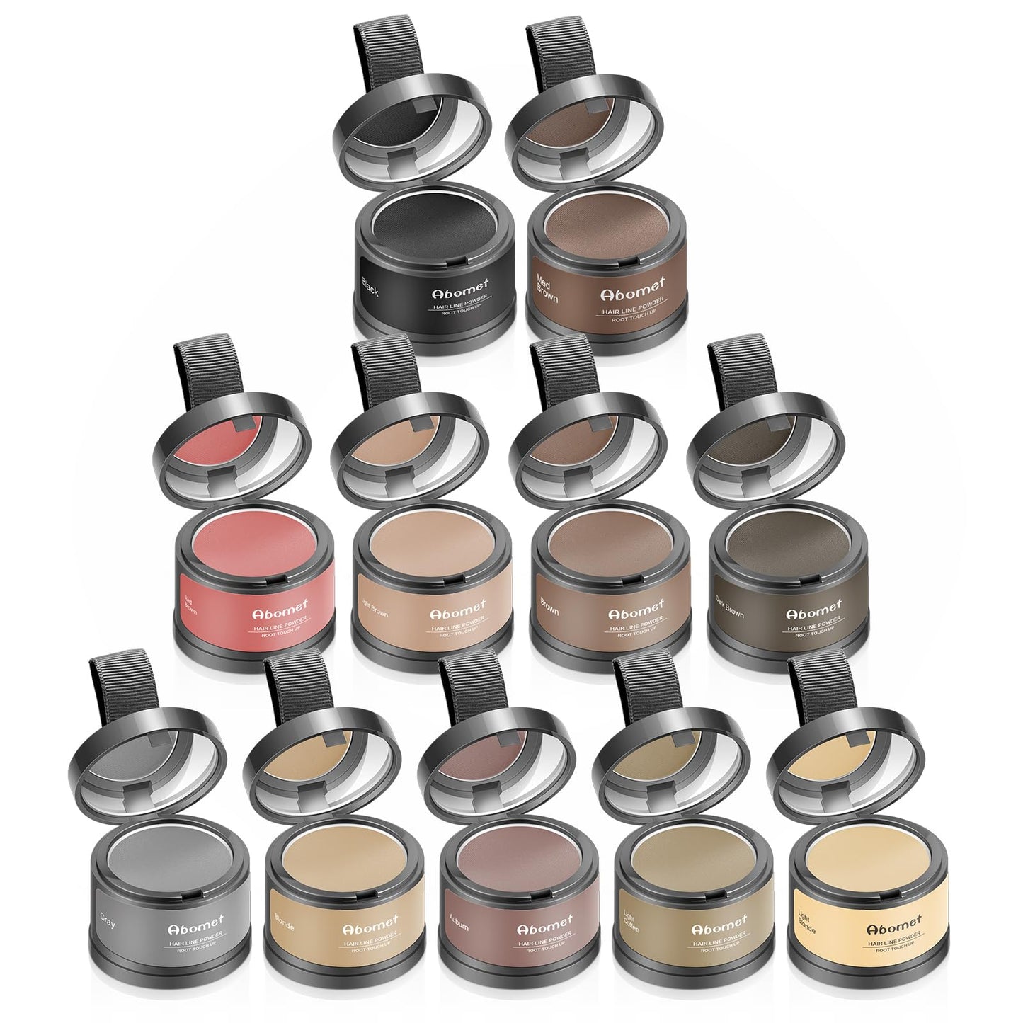 Abomet Root Touch Up Instantly Gray Hair Coverage Hairline Powder for Women & Men, Medium Brown for Concealing Hair Loss & Thinning Hair