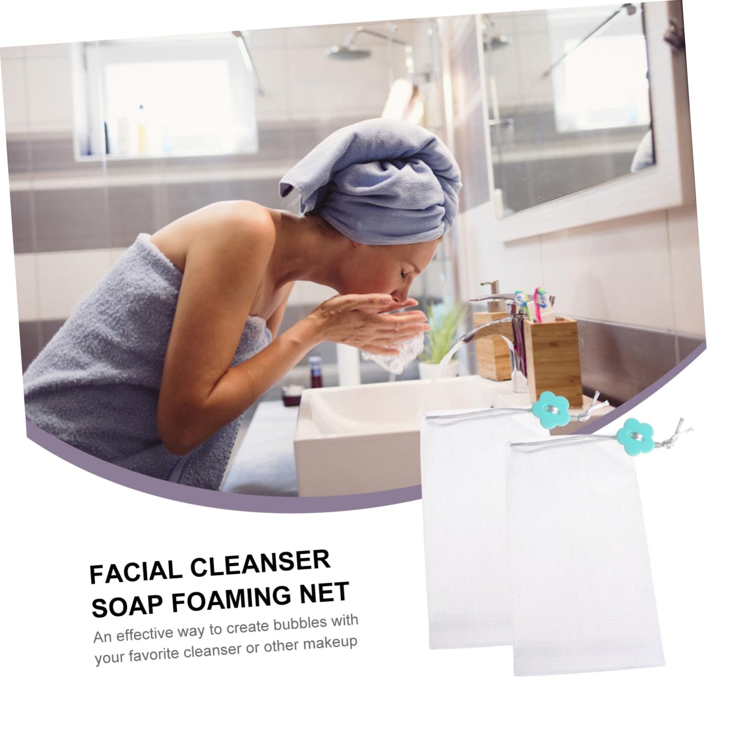 FOMIYES 10pcs Soap Foaming Net Exfoliating Pouch for Bar Soap Drawstring Mesh Bag for Face Body Cleansing Random Style