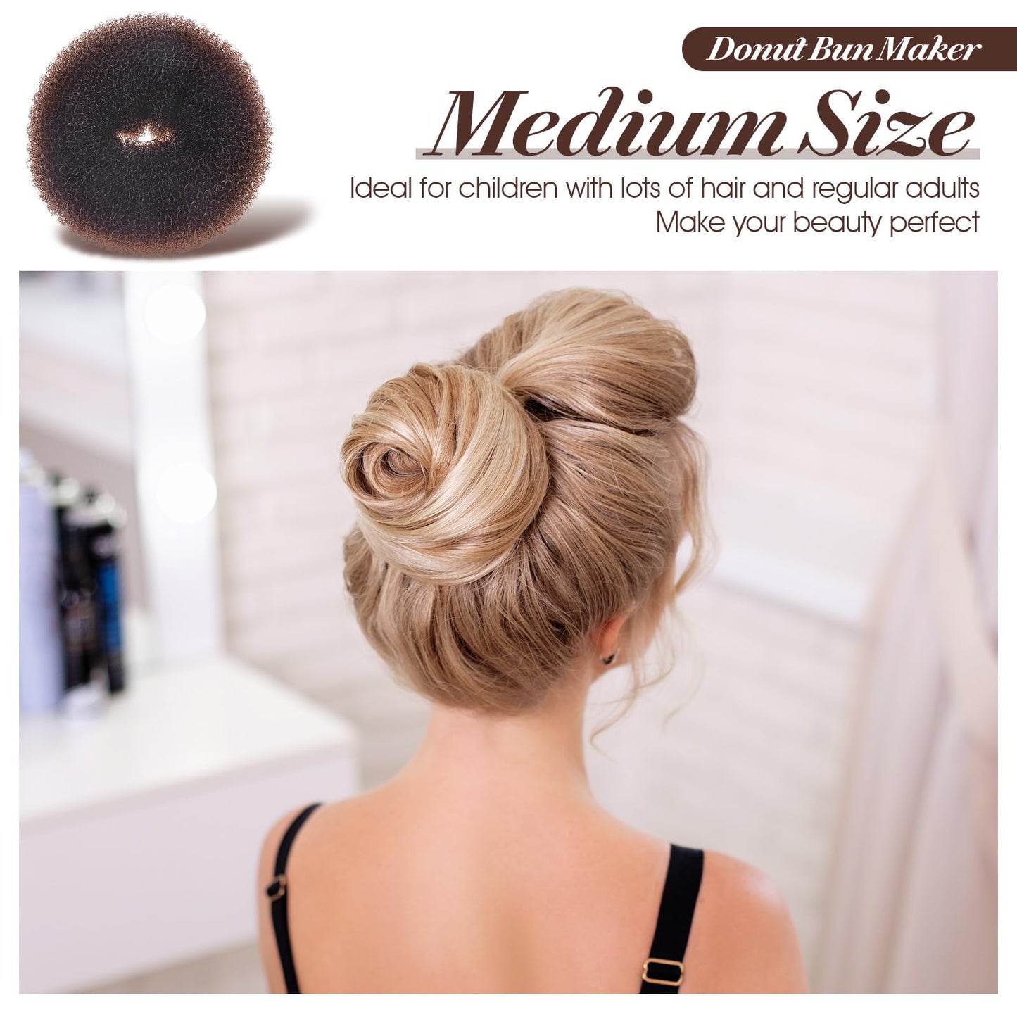 24pcs Donut Buns For Hair Bun Maker For Kids And Women 3 Sizes Hair Donuts For Buns Elastic Hairs Ties And Hairs Pins Kit For Ballet Bridal Accessories For Girls Updo Tools Brown