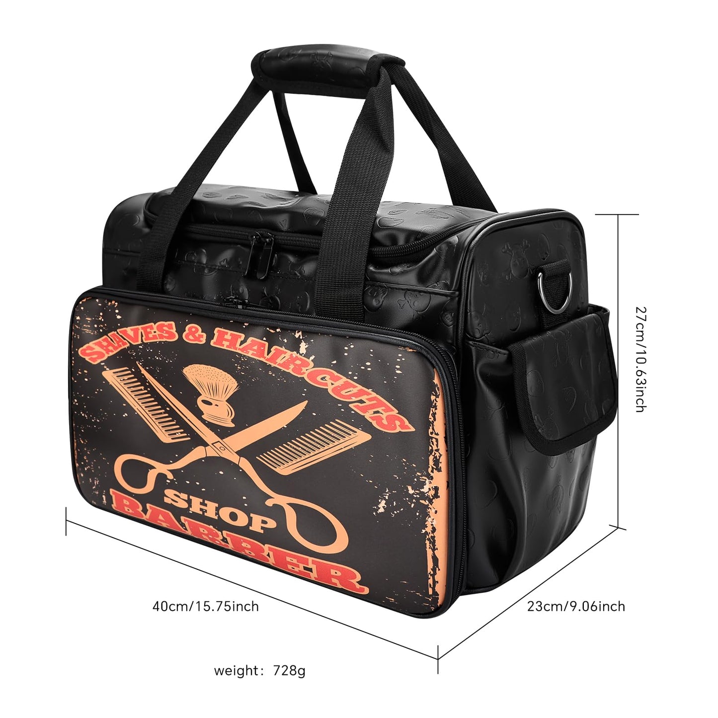 CestoMen PRO Large Capacity Barber Bag - Multi-Pocket Salon Organizer with Protective Lining, Thermal Pockets & Scissor Holder, Waterproof PU Leather for Hair Stylists & Personal Grooming (Black)
