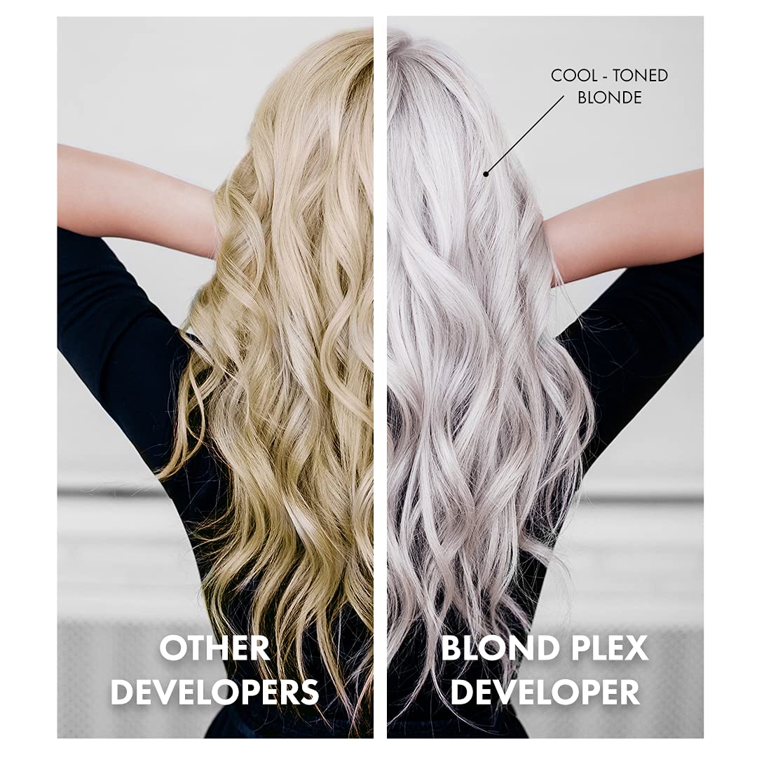 HAIR BAR NYC 20 Volume - Blond Plex Anti-Yellow Porfessional Lightening System for Charcoal Hair Bleach - Violet Developer with Plex, Reduce Brassy, Eliminates Orange Tones 33.8oz/1lt