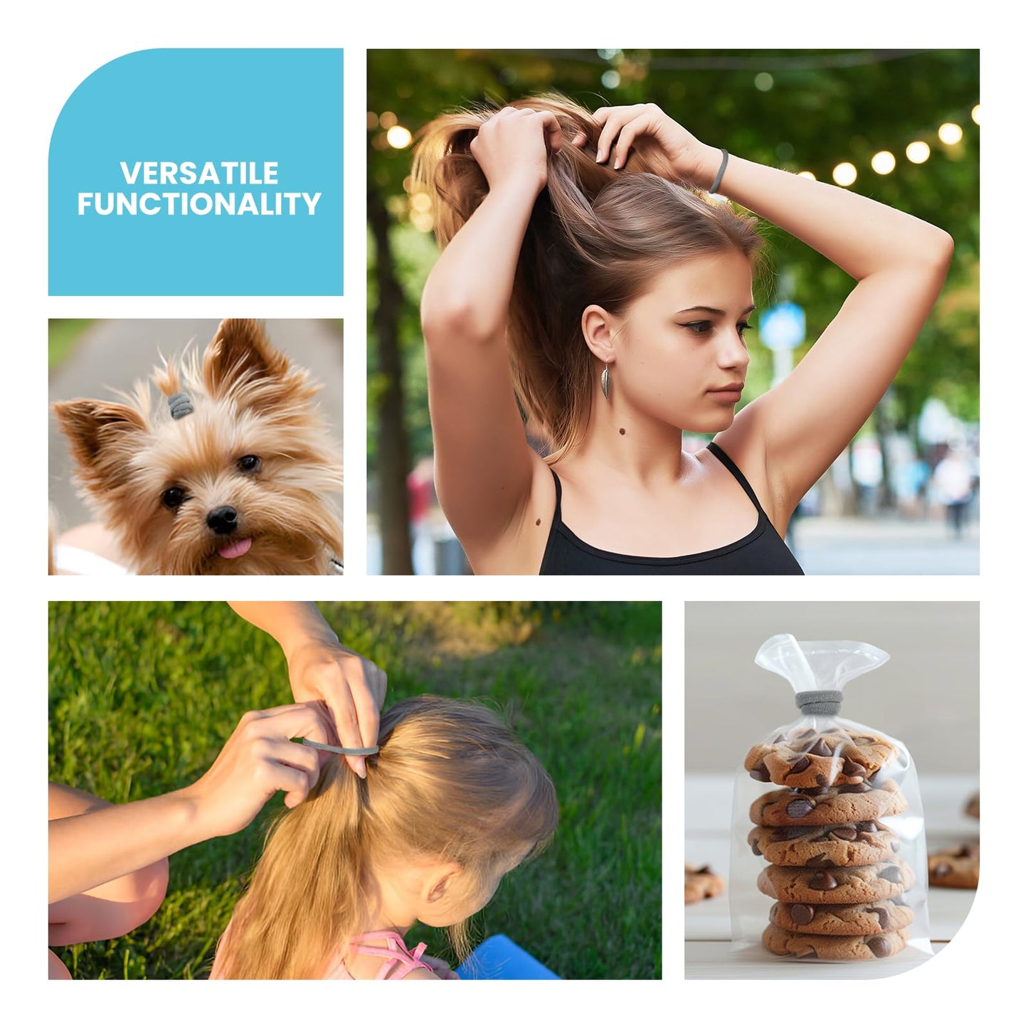 HOYOLS 100pcs Soft Hair Ties no Damage, Seamless Soft Thick Ponytail Holder Scrunchies Head Bands No Crease for Women Girls (Brunette Brown Set)
