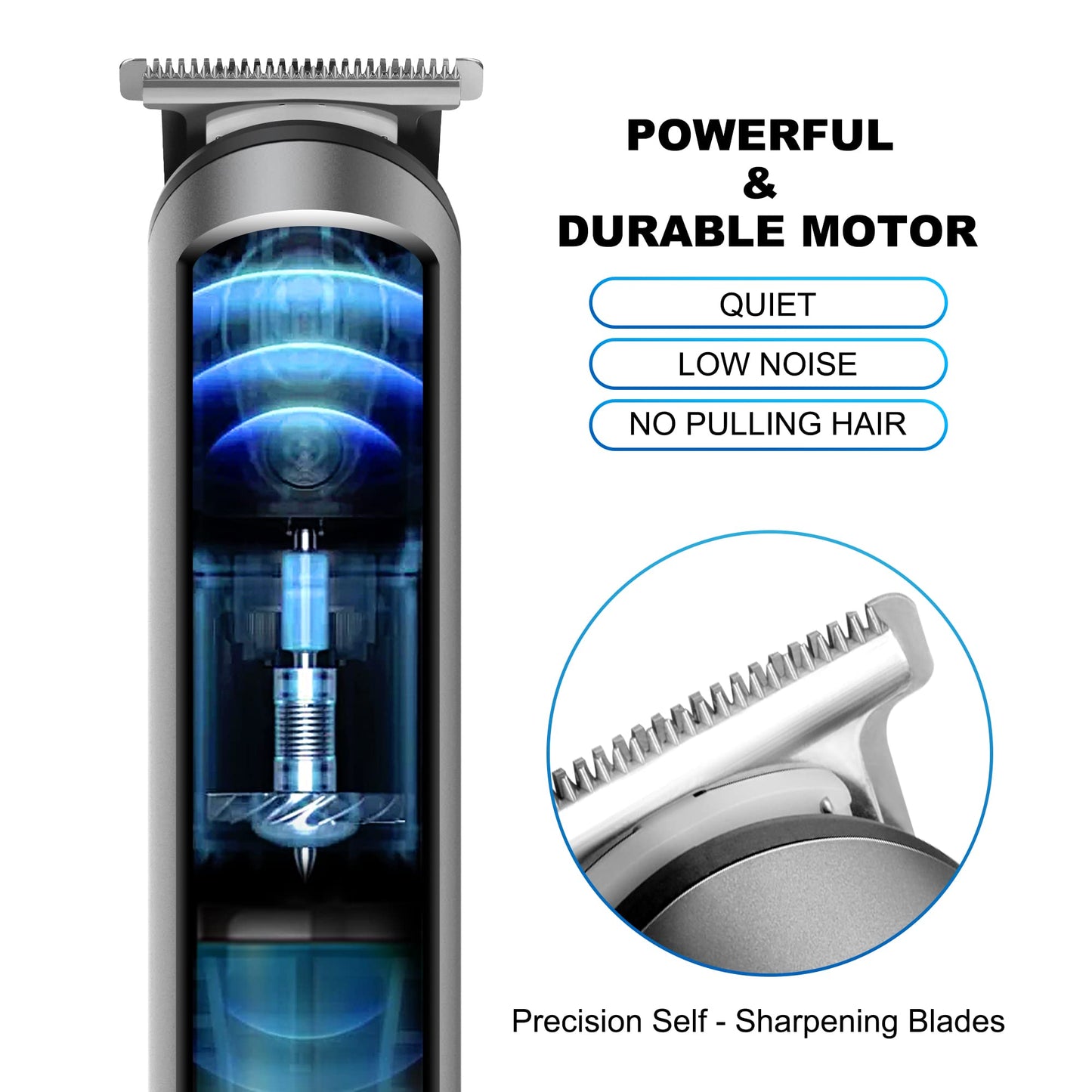 PRITECH Beard Trimmer for Men - Rechargeable Men's Electric Trimmer & Razor, Cordless Body Groomer for Face, Neck, Groin & Manscaping, Includes Standing Charging Dock, Ideal Gift for Men, Gray