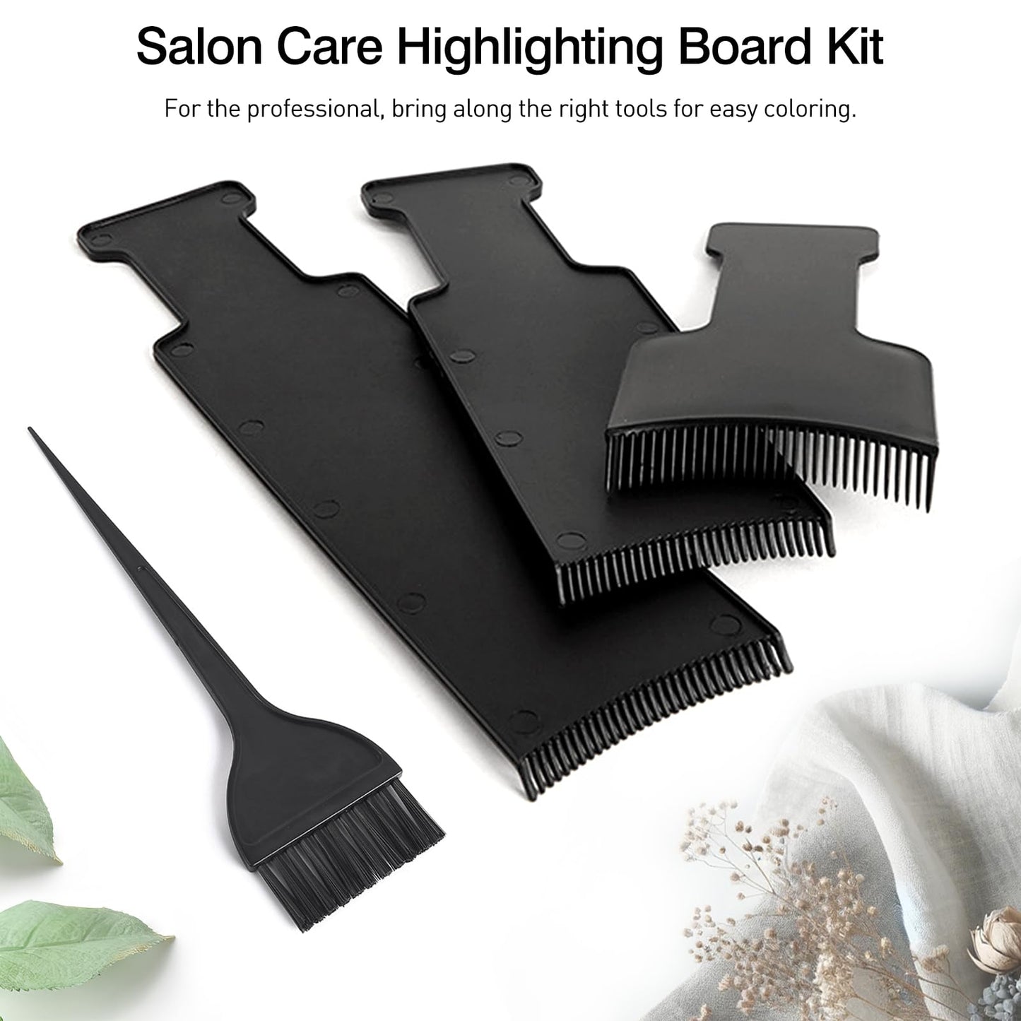 Jaasuee 4-Piece Balayage Highlighting Kit - Black Nylon Combs & Brush for Salon & Home Use