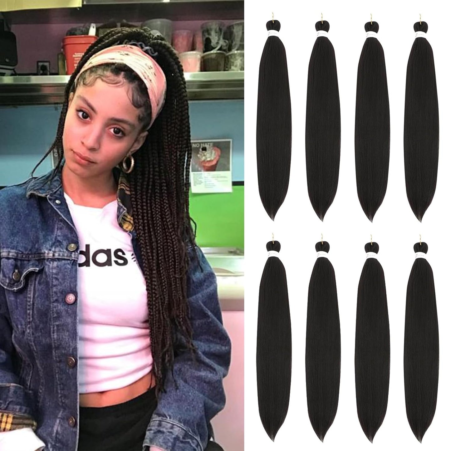 24-Inch Pre-Stretched Braiding Hair - 8 Packs Soft Yaki Texture for Crochet & Twists