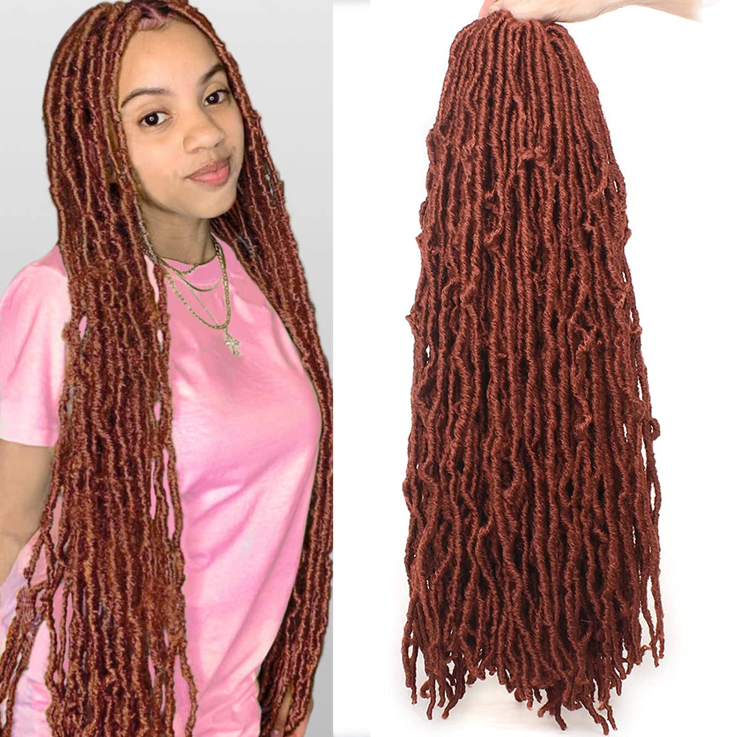 Faux Locs Crochet Hair - 18 Inch Pre-Looped 7 Packs Soft Natural Black Goddess Locs for Women