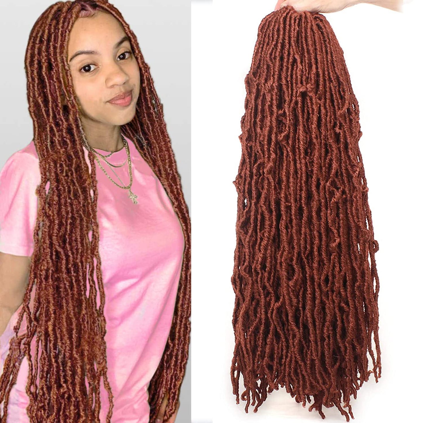 Faux Locs Crochet Hair - 18 Inch Pre-Looped 7 Packs Soft Natural Black Goddess Locs for Women