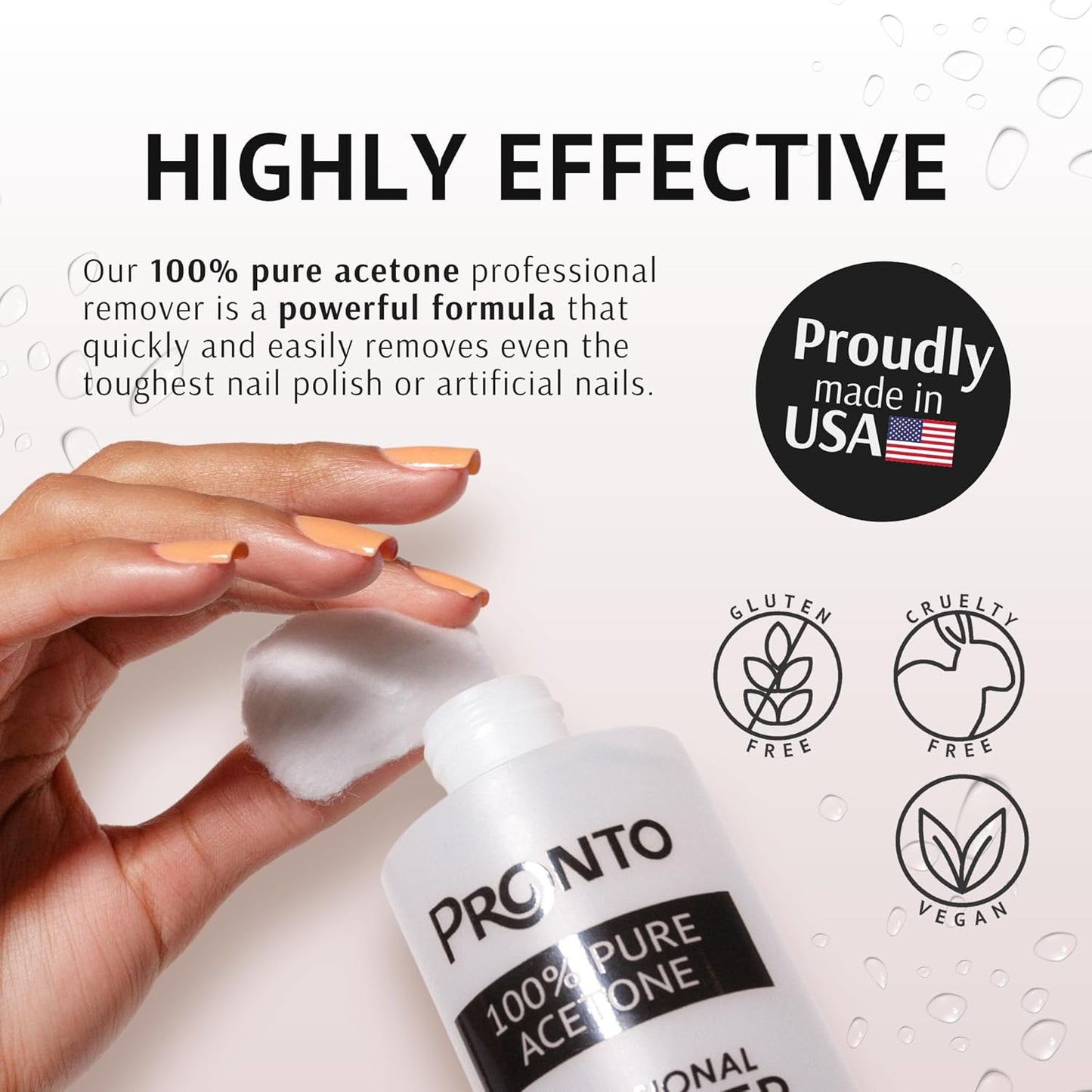 Pronto Pure Acetone 16 oz Nail Polish Remover - Complete Acrylic Nail Kit with Cuticle Pusher, Nail File & Buffer for Gel & Dip Powder Removal