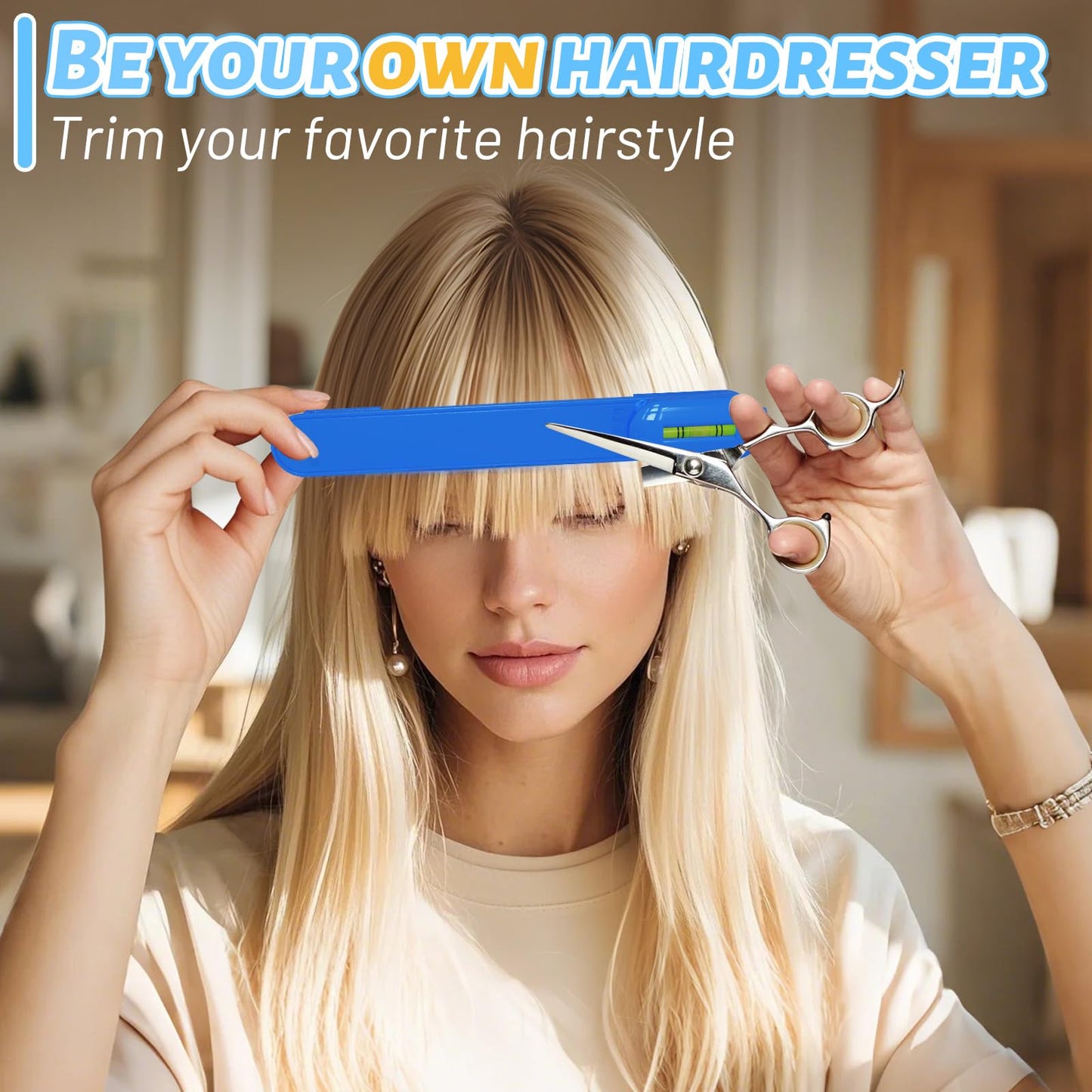 TagRecove Professional Hair Styling Tools: DIY Layering and Trimming Kit with Clips, Guide for Bangs, Layers, Split Ends - Blue