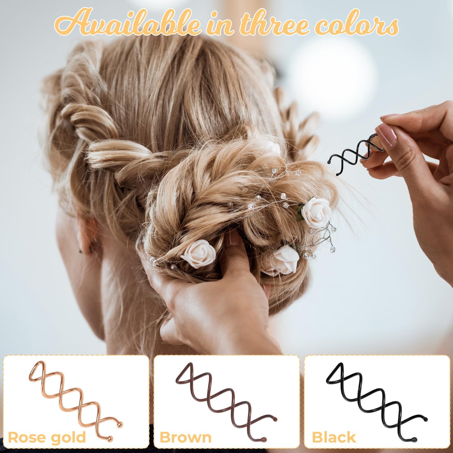 30 Pcs 3 Colors Spiral Bobby Pins, Spiral Hair Pins, Alloy Spin Pin, Non-Scratch Round Clip & Bun Twist for Girls Women, Perfect Fashion Small Bun Bobbypins, Easy & Fast Use(2.36 Inches)