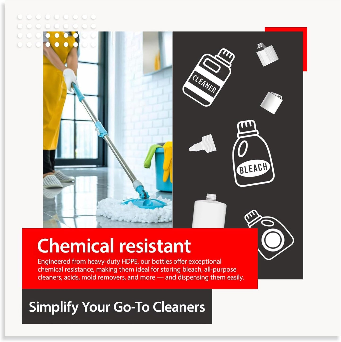 33.8oz HDPE Plastic Bottles 3-Pack with 9 Versatile Caps - BPA-Free, Food Safe for Shampoo, Condiments & More