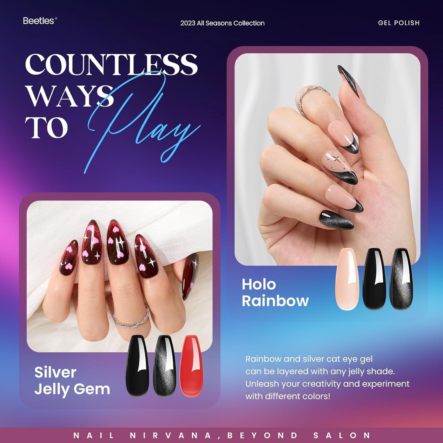 Beetles 39-Piece Halloween Gel Nail Polish Set - Glitter Jelly Colors with Base & Top Coats