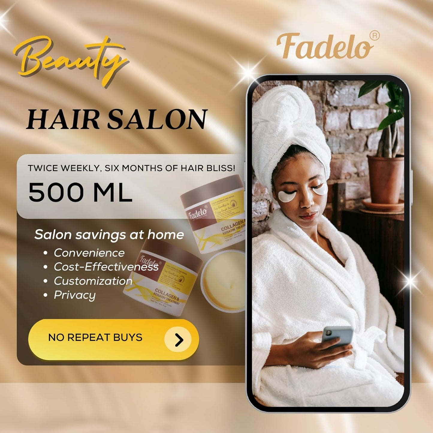 Collagen & Keratin Hair Mask - Deep Repair Treatment with Argan Oil & Vitamin E - 500ml Hydrating Formula for Damaged Hair