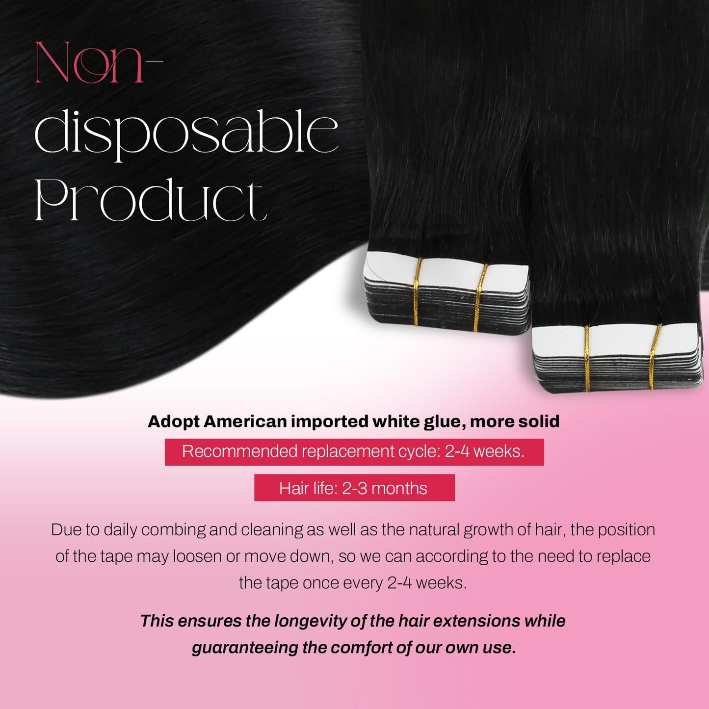 Moresoo Black Tape in Hair Extensions Human Hair Invisible PU Tape in Extensions Straight Glue in Extensions Remy Human Hair Extensions Glue in Straight Hair 18 Inch #1 20pcs 50g