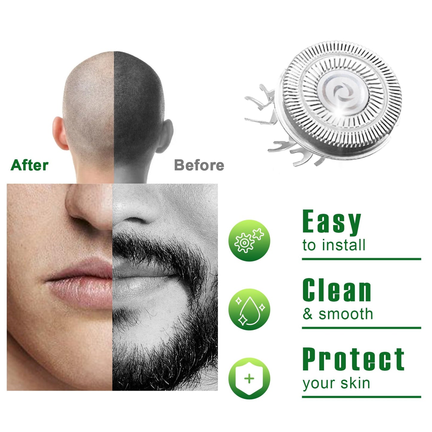 8 Pack Shaver Head Replacement Blade compatible with Sku*l Shaver Pitbull Gold PRO Shaver Replacement Blade 4 Head