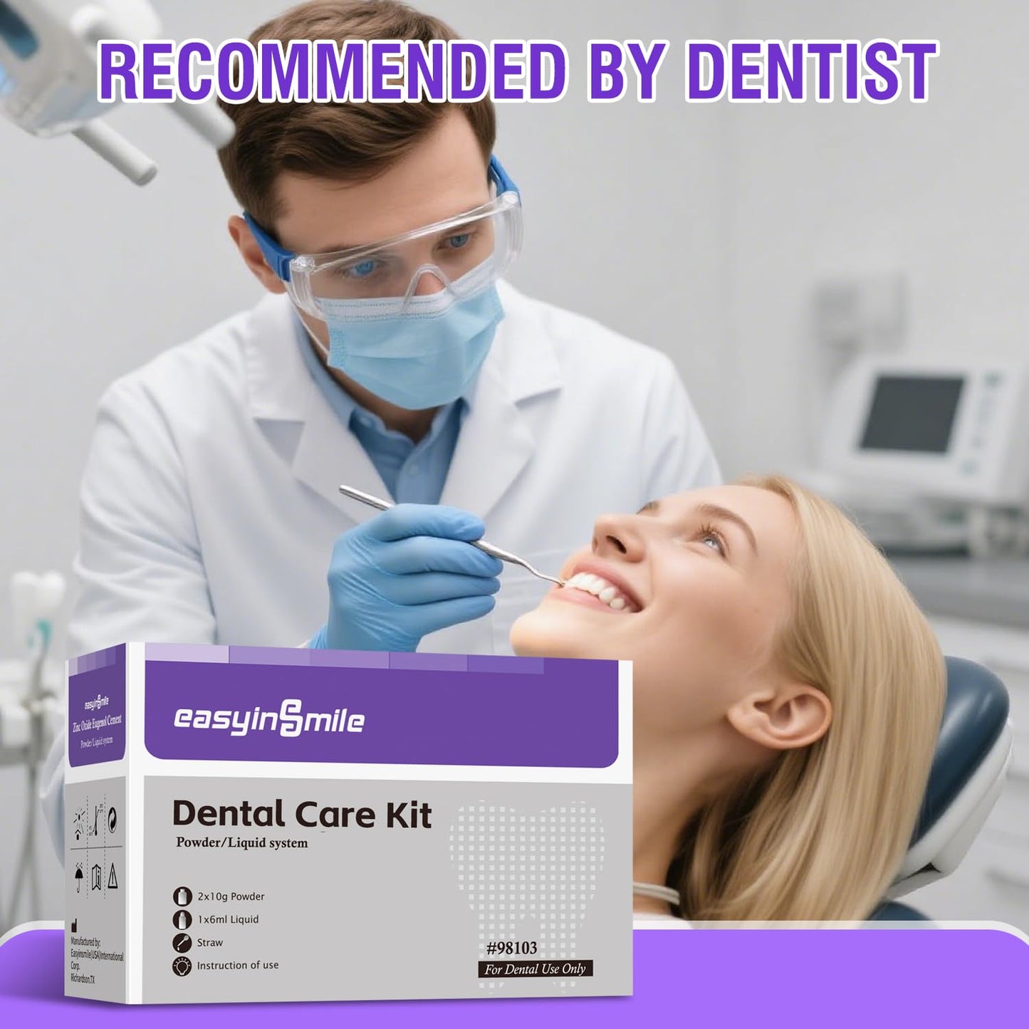 Dental Cement Temporary Tooth Repair Kit for Broken Teeth, Zinc Oxide Eugenol Glue for Chipped Missing Teeth,Crowns, Fillings & Bridges